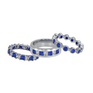 Blue Sapphire & Diamond Bands